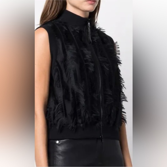 Brunelleschi Cucinelli Fringe Effect Black Gilet Vest Sz IT 50 Sz14 Sz 2XL New